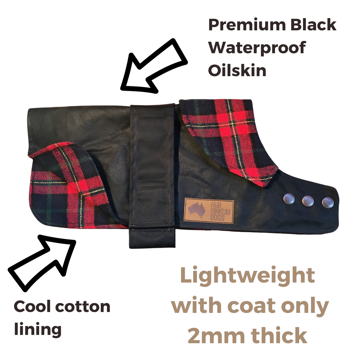 Waterproof Dog Coat / Collar Design / Cool Cotton Lining Fair Dinkum Dogs