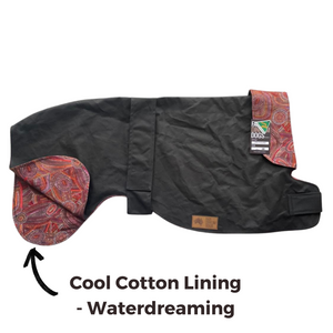 Waterproof Dog Coat / Greyhound Design / Cool Cotton Lining