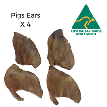 Load image into Gallery viewer, 4 Australian made Pig Pork dried ears No preservatives Grain-free Gluten-Free Colour free made up of Pork