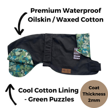 Load image into Gallery viewer, Lightweight Waterproof Dog Rain Coat / Greyhound Design / Cool Cotton Lining