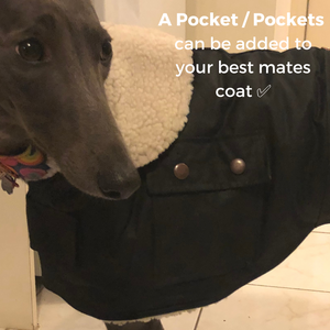 Grey Hound Waterproof dog coat - collar design with Pocket/ Pockets