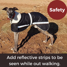 Load image into Gallery viewer, Waterproof Dog Coat / Greyhound Design / Warm Sherpa Lining