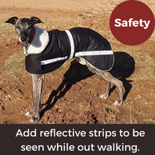 Load image into Gallery viewer, Waterproof Dog Coat / Greyhound Design / Cool Cotton Lining