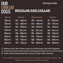 Load image into Gallery viewer, Sizing guide for Regular and Collar Coats for your Best Mate