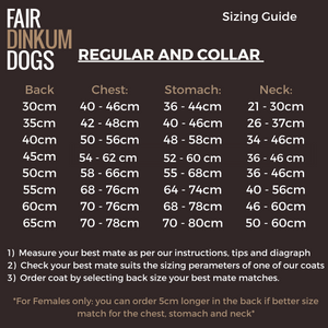 Sizing guide for Regular and Collar Coats for your Best Mate